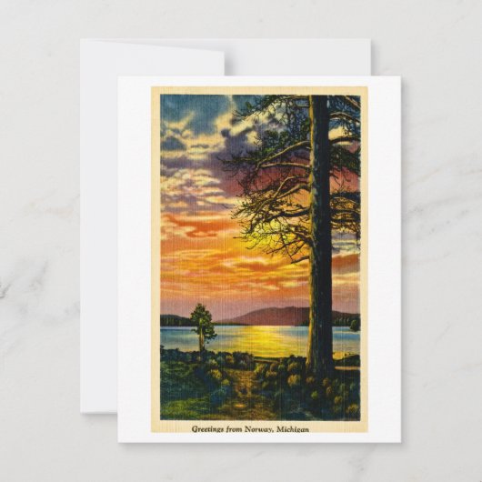 ノルウェーからの挨拶,ミシガン州 – ヴィンテージはがき カード (正面)