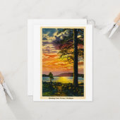 ノルウェーからの挨拶,ミシガン州 – ヴィンテージはがき カード (正面/裏面インサイチュ)