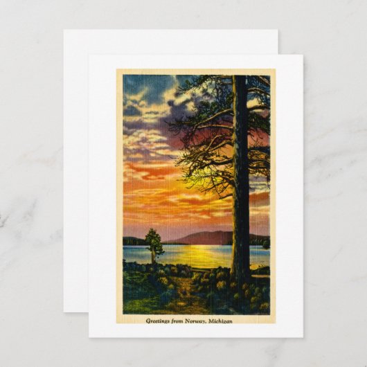 ノルウェーからの挨拶，ミシガン州 – ヴィンテージはがき ポストカード (正面/裏面)