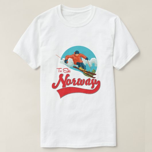 ノルウェーでスキーをするロゴ. Tシャツ (デザイン正面)