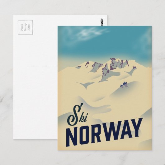 ノルウェーでスキー ポストカード (正面/裏面)