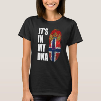ノルウェーとモンテネグリンのミックスDNA伝統フラグPr Tシャツ