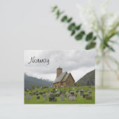 ノルウェーと墓地はがき付き教会 ポストカード (スタンド正面)