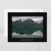 ノルウェーに映る山々の手漕ぎ船 ポストカード (正面/裏面)