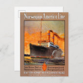ノルウェーのアメリカのラインヴィンテージ旅行ポスター ポストカード (正面/裏面)