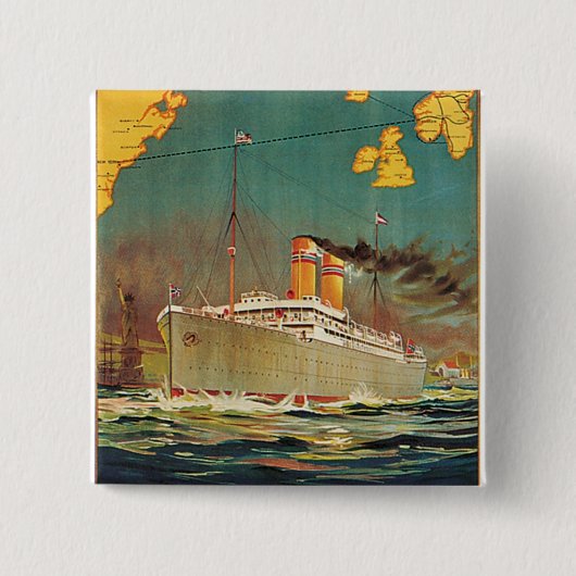 ノルウェーのアメリカライン 缶バッジ (正面)