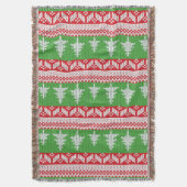 ノルウェーのアルパインクリスマスツリーパターン スローブランケット (正面縦)