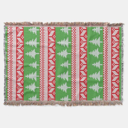 ノルウェーのアルパインクリスマスツリーパターン スローブランケット (正面)