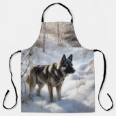ノルウェーのエルクハウンドがそれを雪のクリスマスに許す エプロン (正面)