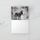 ノルウェーのエルクハウンドがそれを雪のクリスマスに許す カード (内部)