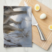 ノルウェーのエルクハウンドがそれを雪のクリスマスに許す キッチンタオル (四つ折り)