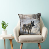 ノルウェーのエルクハウンドがそれを雪のクリスマスに許す クッション (椅子)