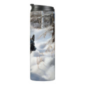 ノルウェーのエルクハウンドがそれを雪のクリスマスに許す タンブラー (回転右)