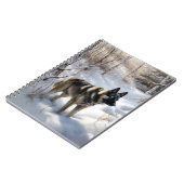 ノルウェーのエルクハウンドがそれを雪のクリスマスに許す ノートブック (左側)