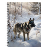 ノルウェーのエルクハウンドがそれを雪のクリスマスに許す ノートブック (正面)