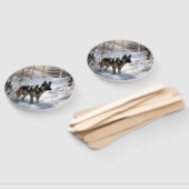 ノルウェーのエルクハウンドがそれを雪のクリスマスに許す ハンドファン (組立なし)