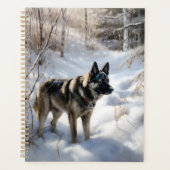 ノルウェーのエルクハウンドがそれを雪のクリスマスに許す プランナー手帳 (正面)