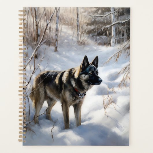 ノルウェーのエルクハウンドがそれを雪のクリスマスに許す プランナー手帳 (正面)