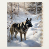 ノルウェーのエルクハウンドがそれを雪のクリスマスに許す プランナー手帳 (裏面)