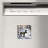 ノルウェーのエルクハウンドがそれを雪のクリスマスに許す マグネット (インサイチュ (食洗機))