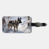 ノルウェーのエルクハウンドがそれを雪のクリスマスに許す ラゲッジタグ (裏面横)