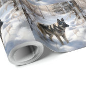ノルウェーのエルクハウンドがそれを雪のクリスマスに許す ラッピングペーパー (ロールコーナー)