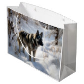 ノルウェーのエルクハウンドがそれを雪のクリスマスに許す ラージペーパーバッグ (裏面アングル)