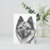 ノルウェーのエルクハウンドのスケッチ ポストカード (スタンド正面)