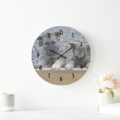 ノルウェーのエルクハウンドの子犬 ラージ壁時計 (ホーム)