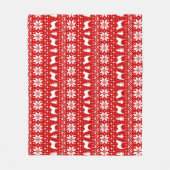 ノルウェーのエルクハウンドはクリスマスパターンのシルエットを描きます フリースブランケット (正面)