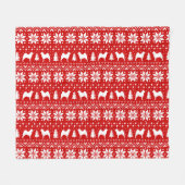 ノルウェーのエルクハウンドはクリスマスパターンのシルエットを描きます フリースブランケット (正面(横))