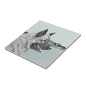 ノルウェーのエルクハウンドア絵画ットビレッジ – ドッグアート タイル (側面)