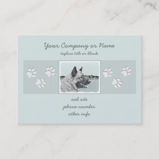 ノルウェーのエルクハウンドア絵画ットビレッジ – ドッグアート 名刺 (正面)