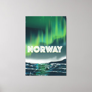 ノルウェーのオーロラ北極光の旅行ポスター キャンバスプリント