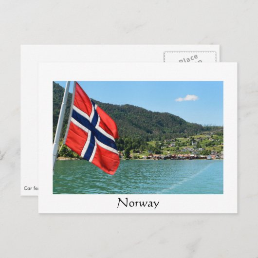 ノルウェーのカーフェリー白い文字はがき ポストカード (正面/裏面)
