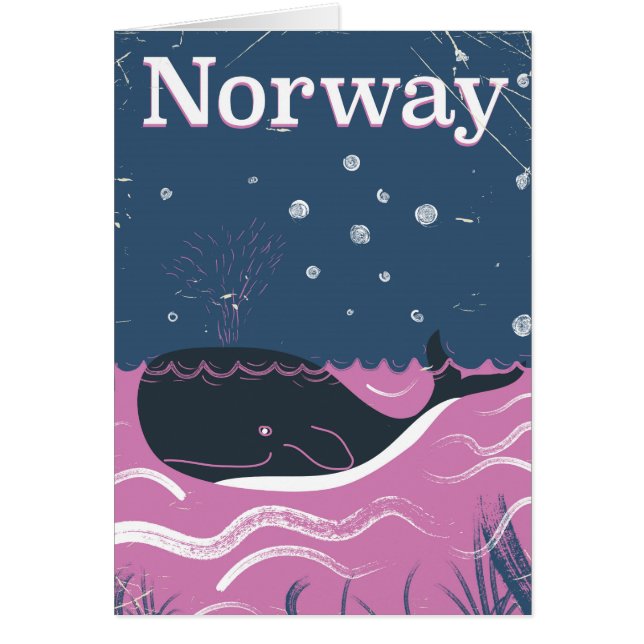 ノルウェーのクジラのヴィンテージ旅行ポスター (正面)