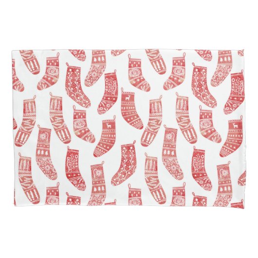 ノルウェーのクリスマスストッキングパターン 枕カバー (正面左)