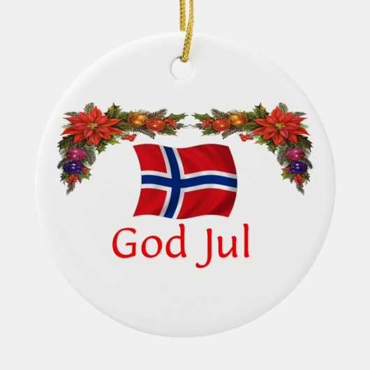 ノルウェーのクリスマス セラミックオーナメント (正面)