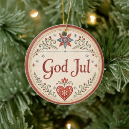 ノルウェーのクリスマス、God Jul セラミックオーナメント