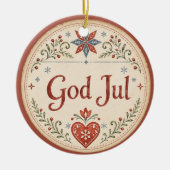 ノルウェーのクリスマス、God Jul セラミックオーナメント (正面)