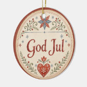 ノルウェーのクリスマス、God Jul セラミックオーナメント (左)