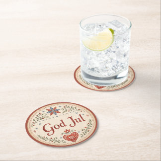 ノルウェーのクリスマス、God Jul ラウンドペーパーコースター