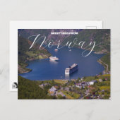 ノルウェーのクルーズハガキからの挨拶 ポストカード (正面/裏面)