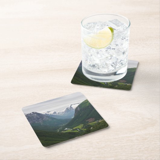 ノルウェーのコースターのHjelleの谷 スクエアペーパーコースター (インサイチュ)