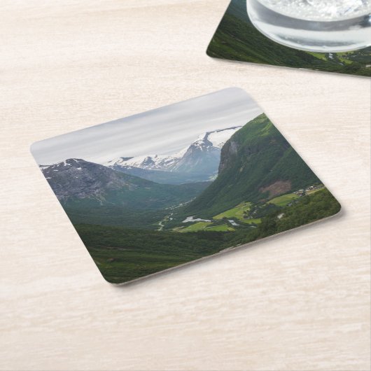 ノルウェーのコースターのHjelleの谷 スクエアペーパーコースター (アングル)