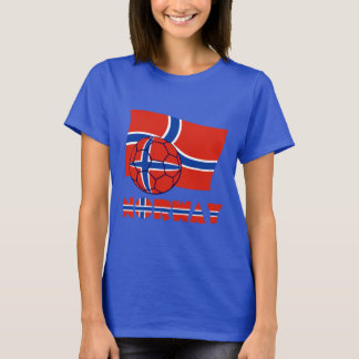 ノルウェーのサッカーボールと旗 Tシャツ