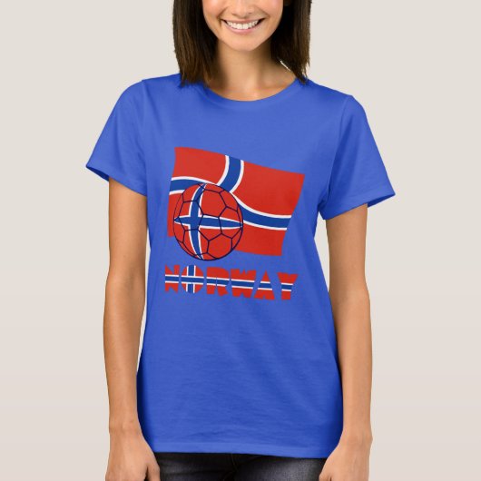 ノルウェーのサッカーボールと旗 Tシャツ (正面)