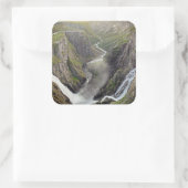 ノルウェーのステッカーにVoringsfossen滝 スクエアシール (バッグ)