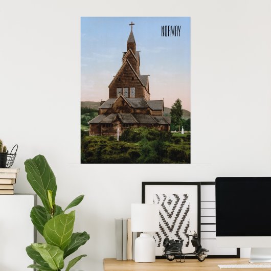 ノルウェーのステーブ教会 ポスター (ホームオフィス)