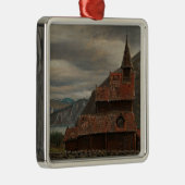 ノルウェーのステーブ教会(Knud Baade著) メタルオーナメント (右)